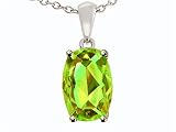 1.50 cttw Genuine Peridot Pendant - 14kt White Gold LIFETIME WARRANTY