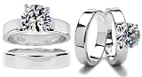 Ashlynn's Polished CZ Solitaire Wedding Ring Set