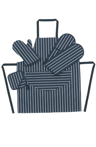 Rushbrookes Printed Navy Butchers Stripe Apron