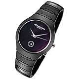 Cirros Milan Luxury Unisex Black Ceramic Watch with Crystals and a Mother of Pearl Dial 2376gb