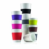 410GDS7Q0qL. SL160  Bodum Canteen Porcelain Double Wall Medium Tumbler with Silicone Grip, Black, Set of 2