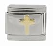 SilverBin Gold Tone Enamel Paint Small Cross Stainless Steel Italian Charm Link