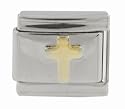 SilverBin Gold Tone Enamel Paint Small Cross Stainless Steel Italian Charm Link