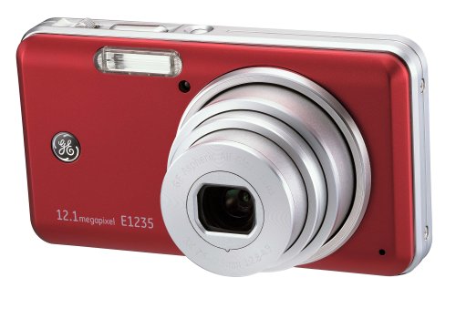 GE-E1235 12MP Digital Camera with 3X Optical Zoom (Red) On Sale