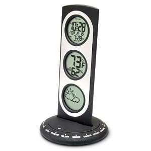 Bedol Three Tier World Time Combo Station Black, Clock