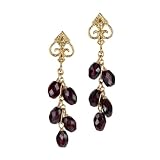 Garnet Linear Dangle Earrings by Elizabeth Showers, 2 1/4
