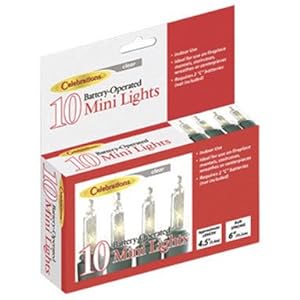 Celebrations Battery Operated 10 Mini-lights Set, Clear Bulbs
