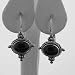  : STERLING SILVER BALI ANTIQUE DESIGN GENUINE ONYX DROP LEVERBACK LEVER BACK EARRINGS