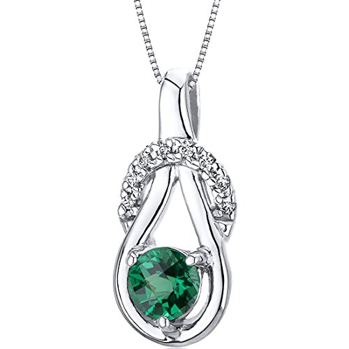 Simulated Emerald Round Shape Pendant Sterling Silver Rhodium Nickel Finish