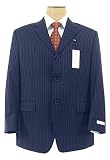 Review Calvin Klein  / Calvin Klein Mens Single Breasted 3 Button Navy Blue Pinstripe Wool Suit - Size 44R