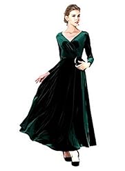 Sexy V-neck Velvet Vintage Stretchy  Dress