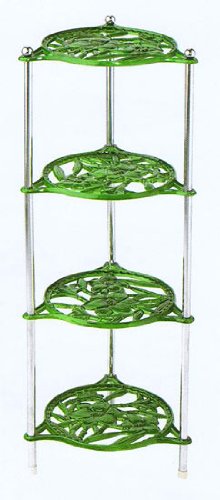 Heavy Ornate Kitchen Pan Stand Saucepan Holder - Green