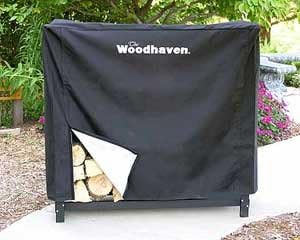 Woodhaven3 Foot Waterproof Full Cover - Covers 1/8 Cord Outdoor Firewood Rack - Reinforced Vinyl With Velcro Straps - Keeps Logs Dry (Black)