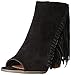 Rampage Women's Lauryn Fringe Peep Toe Open Back Heeled Ankle Boho Bootie