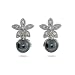 Eve's Addiction Black Tahitian South Sea CZ Flower Pearl Drop Earrings