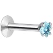 16 Gauge Aqua 2mm Square Gem Internally Threaded Labret Monroe Tragus