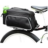 Roswheel Texture Series Cycling Bicycle Bike Pannier Rear Seat Bag Rack Trunk - Also as Shoulder Bag or Handbag Black