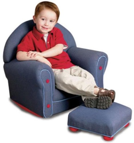 KidKraft Upholstered Rocker w/Ottoman - Denim