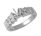14K White Gold Ring with 0.5 ct Round Diamonds in a Semi-Mount (centre not included)