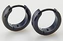 Pair of Black Stainless Steel Hinged Small Hoop Earrings - Supplied in Gift Pouch