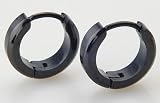 Pair of Black Stainless Steel Hinged Small Hoop Earrings - Supplied in Gift Pouch