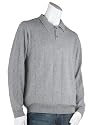 Pace Windsor Men's Cashmere Windowpane Polo Collar Sweater, Grey, Small