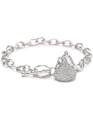 Hershey Jewelry Sterling Silver Cubic Zirconia Medium Flat Back Shaped with One Charm Bracelet