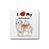 I Love My Chihuahua Rubber Square Coaster (4 pack)