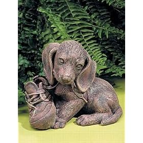 Brick Finish Puppy with Tennis Shoe Key Safe from Garden Shoes