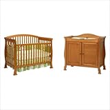 Thompson 4-in-1 Convertible Crib Nursery Set with Toddler Rail in Oak