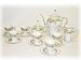 15-Piece Espresso Coffee Tea Set for 6 with golden floral design and heart shaped rim, Pittilon Flower Bloom Modello Fine Porcelain Set
