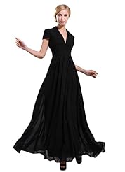 V-neck Short Sleeves Chiffon/Satin Mother-of-the-Bride Dress 