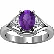 14K White Gold Amethyst and Diamond Ring