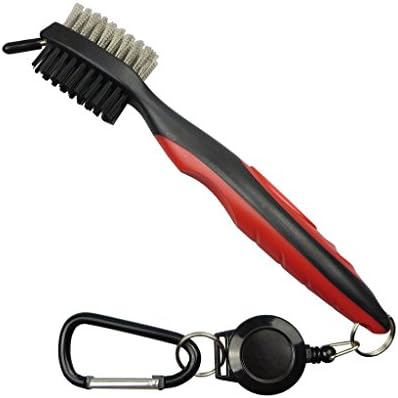 Motosupply Golf Brush and Club Groove Cleaner, 2 Ft Retractable Zip-line Aluminum Carabiner, Lightweight and Stylish,Easily Attaches to Golf Bag