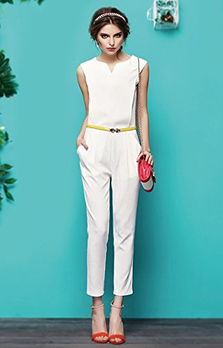 インポートピンク　importpink 海外　インポート　ホワイト　イエロー　ベルト　付き　オールインワン　サロペット　白　大人　ジャンプ　パンツ　スーツ　きれいめ　シンプル