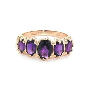 9ct Rose Gold Ladies Amethyst Ring - Size Q - Free Delivery - Finger Sizes L to Z Available
