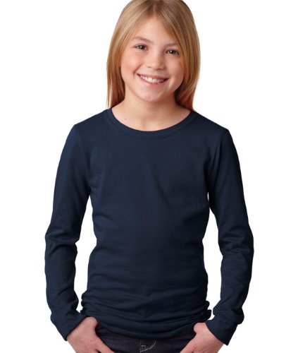 Next Level Apparel Girl's Princess Long-Sleeve T-Shirt, Midnight Navy, Large On Sale