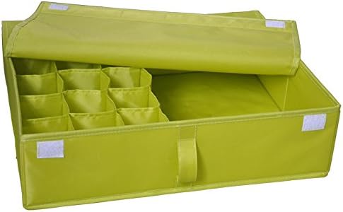 Earlygreen Fashion Colourful Washable Folding Storage Box Bag Grid Pattern for Bra Underwear Necktie Sock Organizer,green Color