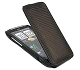 iTALKonline PREMIUM LEATHER BLACK Clip On Flip Case/Cover/Pouch For HTC Sen ....