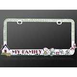 Buy License Plate Frame - Metal Bling - Loving Family w Dazzling Green Crystals