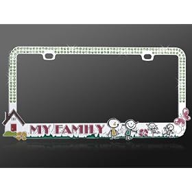 Buy License Plate Frame - Metal Bling - Loving Family w  Dazzling Green Crystals now!