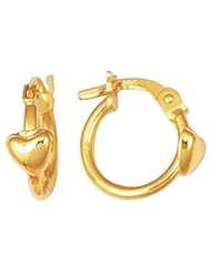 Childrens 14K gold fancy heart hoop earrings