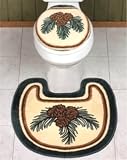 Lodge PINE CONE BATH SET Toilet Seat Cover contour Rug MAT SET