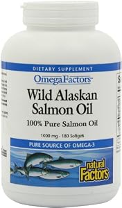 Natural Factors Wild Alaskan Salmon Oil 1000mg Softgels, 180-Count