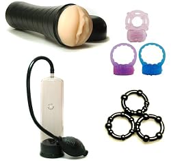 Vibrating Fleshy Light Male Masturbator Adult Sex Toy Kit