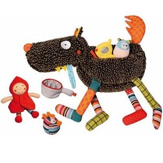 More image Crazy Cuddly Wolf 6 Piece Plush Play Set, Gray