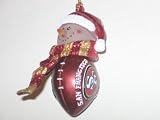 SAN FRANCISCO 49ERS 2.75 Striped Snowman with Scarf Touchdown Football CHRISTMAS ORNAMENT
