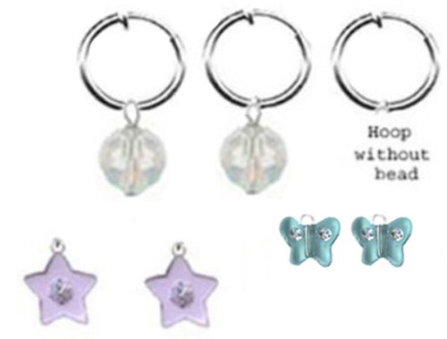 Kids Clip on Hoop Birthstone Earrings