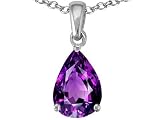 1.30 cts Genuine Pear Shape Amethyst Pendant - 14kt White or Yellow Gold