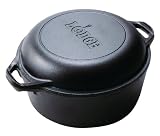 Lodge Logic 5 Qt Double Dutch Oven and Casserole with Skillet cover set, 10-1/4-Inch in diameter
